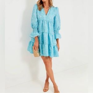 Pomander Tuckernuck Blue Daisy Jacquard Kenzie Dress